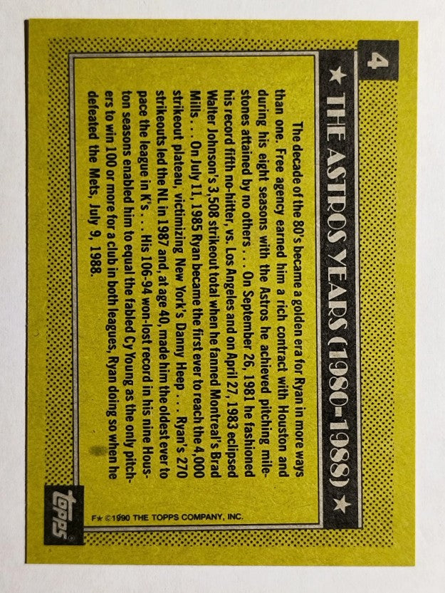 1990 Topps #4 Nolan Ryan Astros