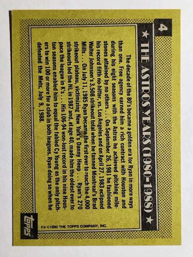 1990 Topps #4 Nolan Ryan Astros
