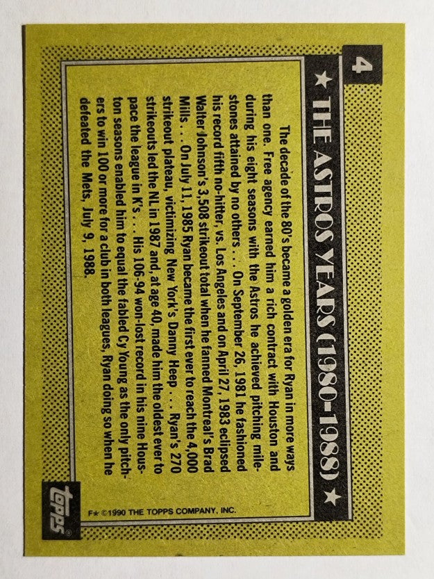 1990 Topps #4 Nolan Ryan Astros