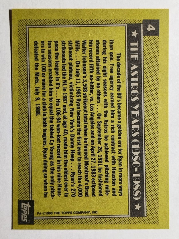 1990 Topps #4 Nolan Ryan Astros