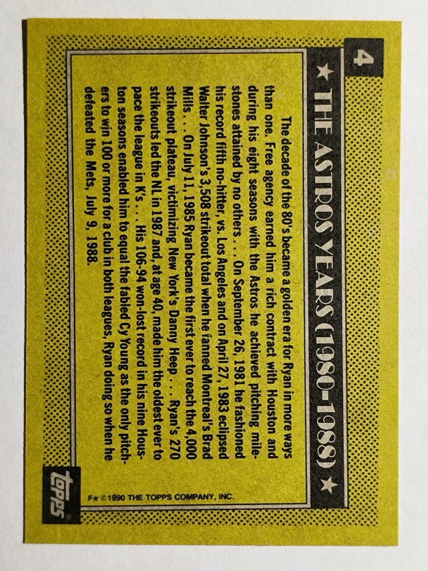 1990 Topps #4 Nolan Ryan Astros