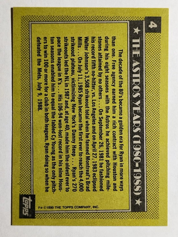 1990 Topps #4 Nolan Ryan Astros