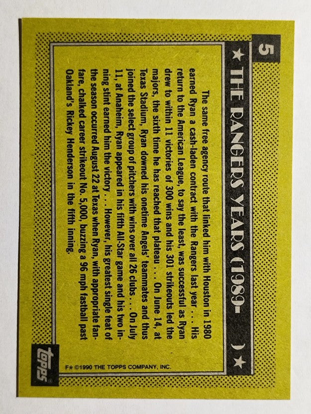 1990 Topps #5 Nolan Ryan Rangers