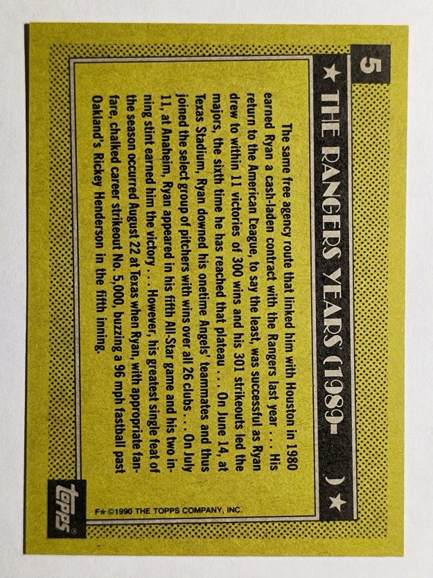 1990 Topps #5 Nolan Ryan Rangers