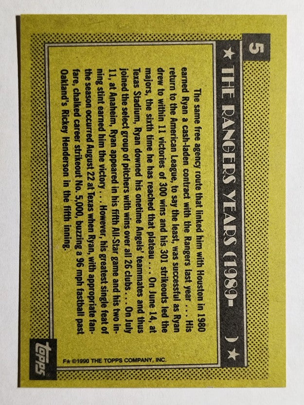 1990 Topps #5 Nolan Ryan Rangers