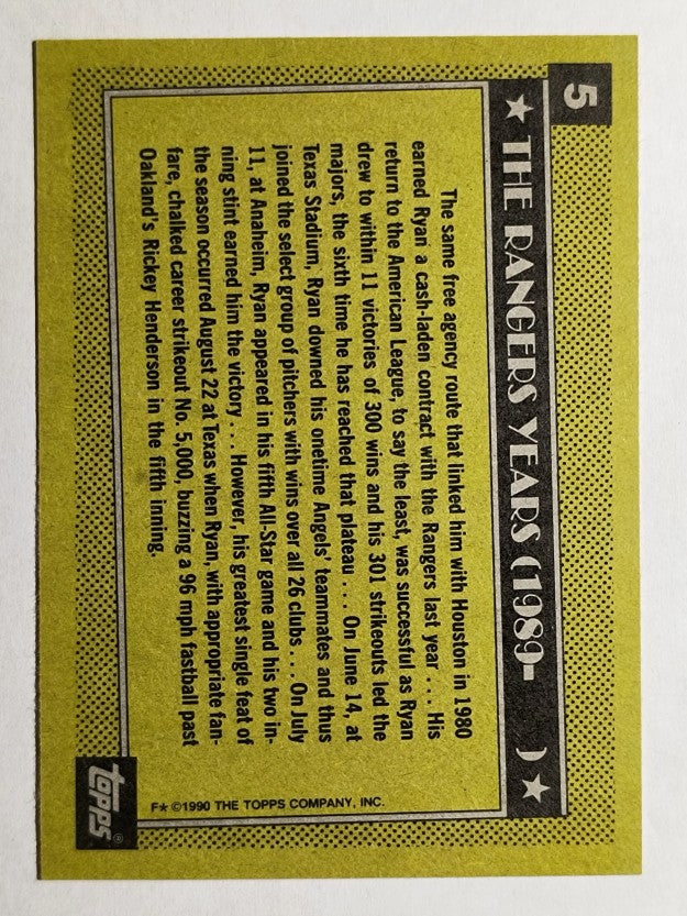 1990 Topps #5 Nolan Ryan Rangers