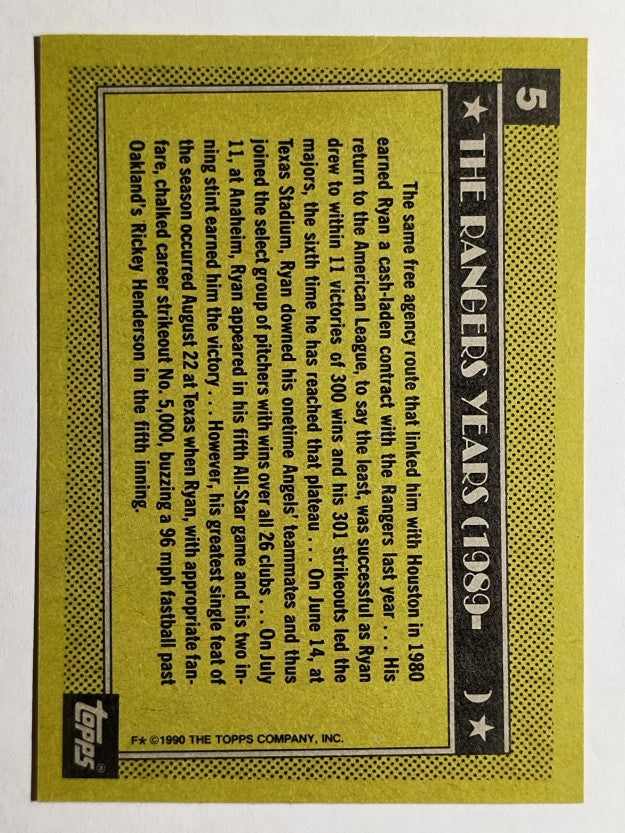 1990 Topps #5 Nolan Ryan Rangers