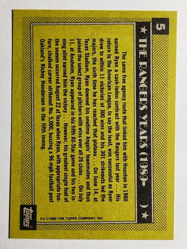 1990 Topps #5 Nolan Ryan Rangers