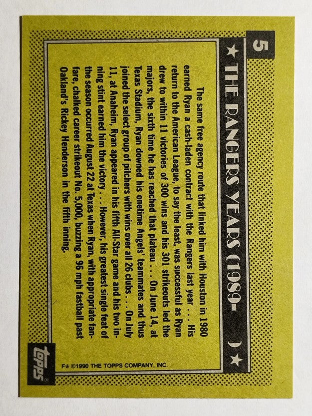 1990 Topps #5 Nolan Ryan Rangers