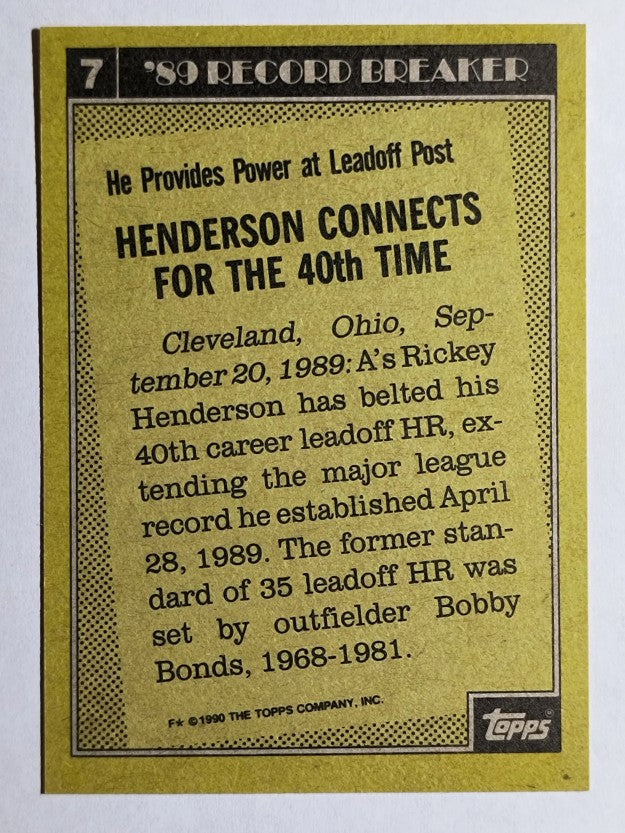 1990 Topps #7 Rickey Henderson RB
