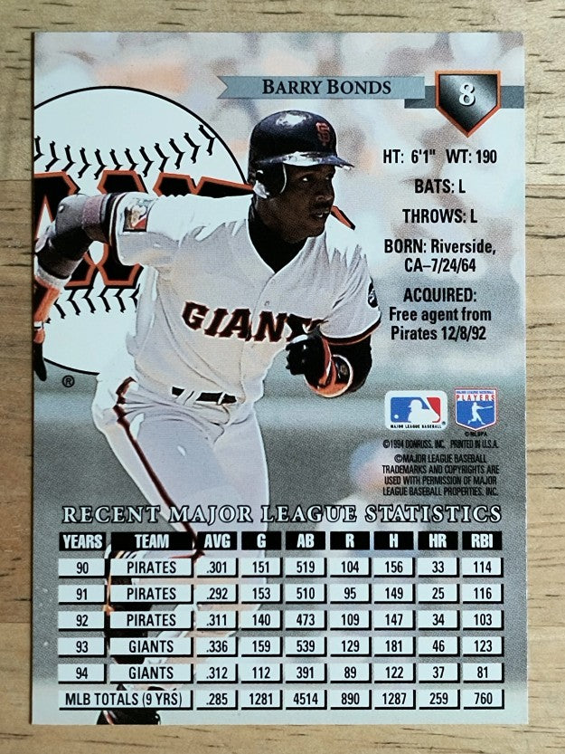 1995 Donruss #8 Barry Bonds