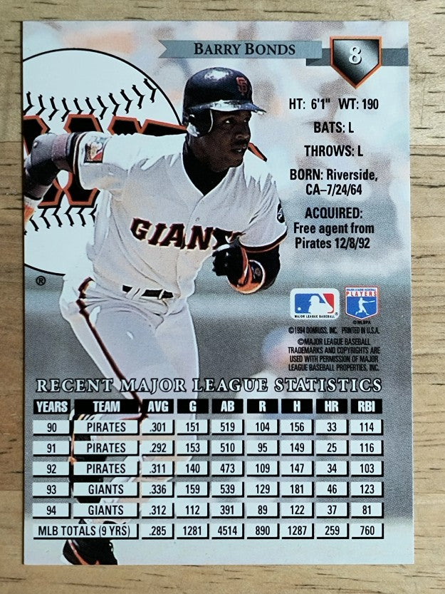 1995 Donruss #8 Barry Bonds