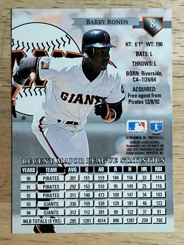 1995 Donruss #8 Barry Bonds