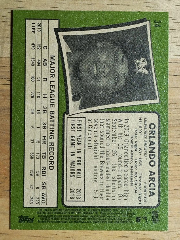 2020 Topps Heritage #34 Orlando Arcia