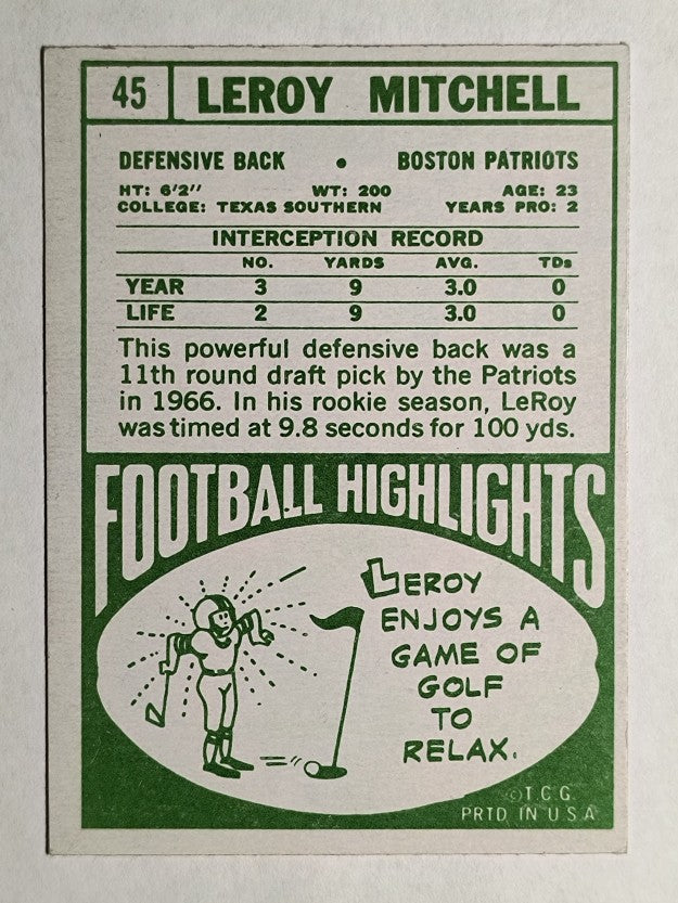 1968 Topps #45 Leroy Mitchell RC (EXMT)