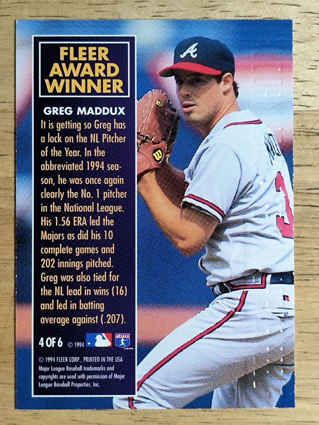 1995 Fleer Award Winners #4 Greg Maddux