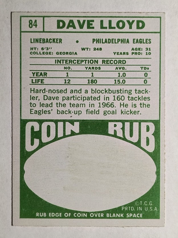 1968 Topps #84 Dave Lloyd (EXMT)