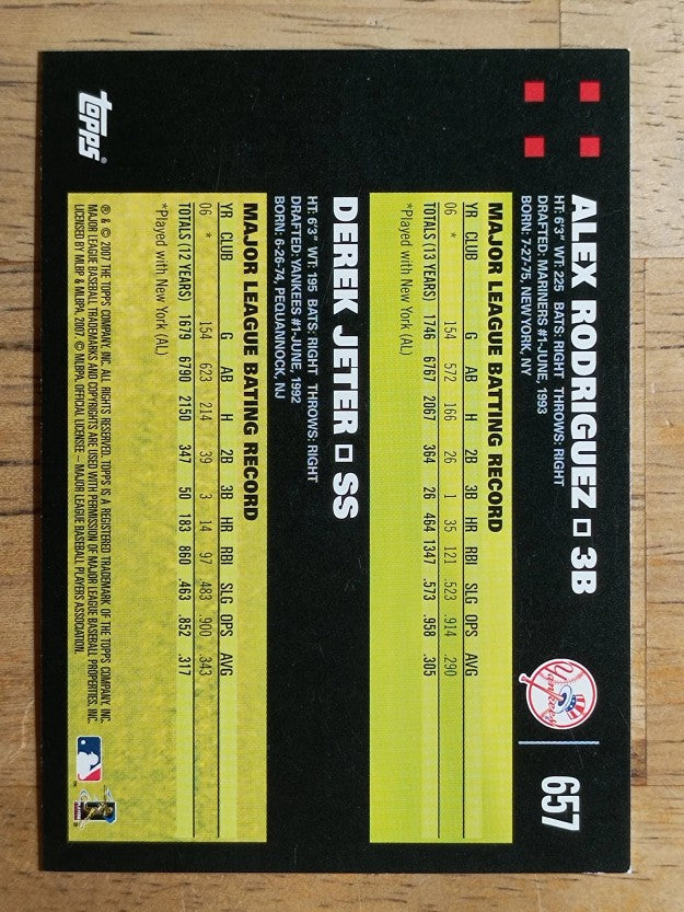 2007 Topps #657 Alex Rodriguez/Derek Jeter CC