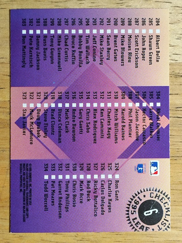 1995 Leaf Checklists #6 Greg Maddux