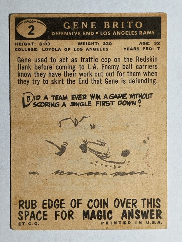 1959 Topps #2 Gene Brito (GOOD)