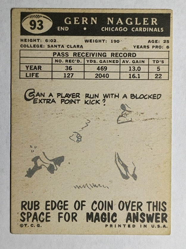 1959 Topps #93 Gern Nagler (VGEX)