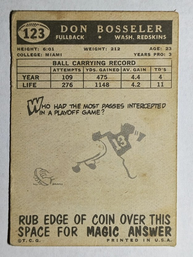 1959 Topps #123 Don Bosseler (VG)