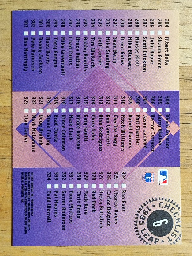 1995 Leaf Checklists #6 Greg Maddux