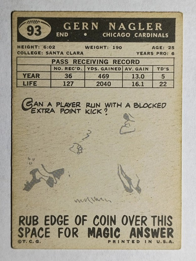 1959 Topps #93 Gern Nagler (VGEX)