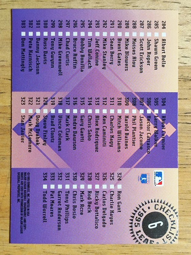 1995 Leaf Checklists #6 Greg Maddux