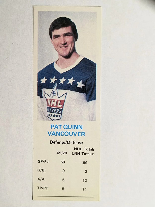 1970-71 Dad's Cookies #107 Pat Quinn (MINT)