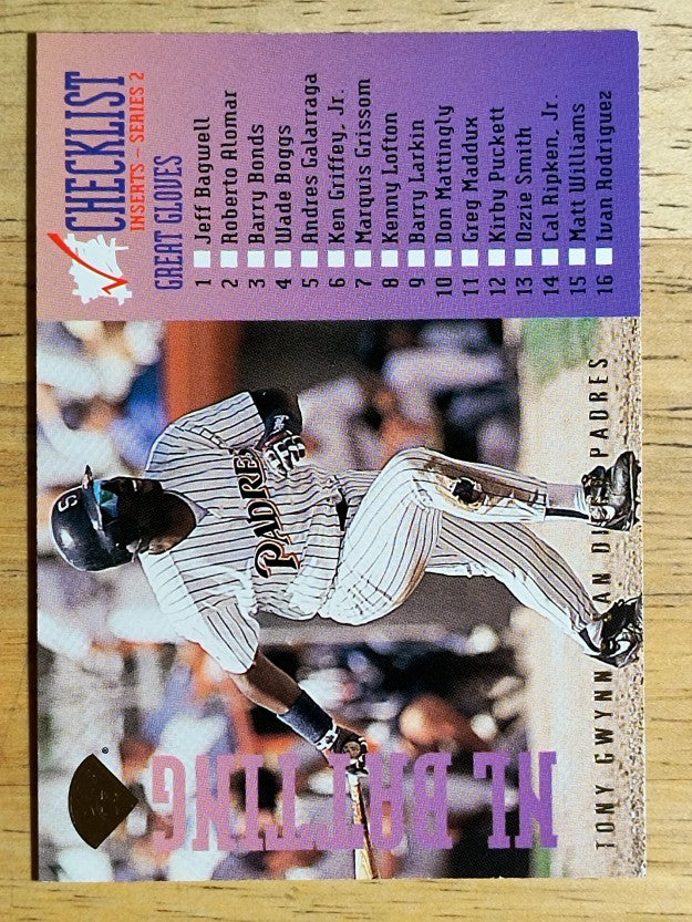 1995 Leaf Checklists #7 Tony Gwynn