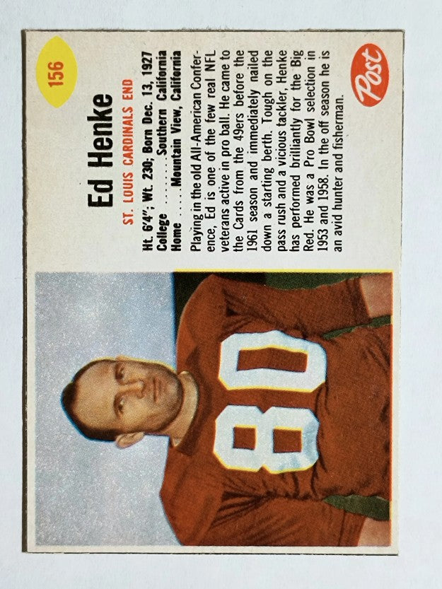 1962 Post Cereal #156 Ed Henke (MINT)