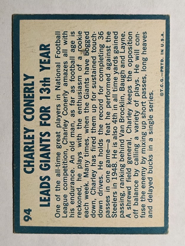 1961 Topps #94 Charley Conerly IA (VGEX)