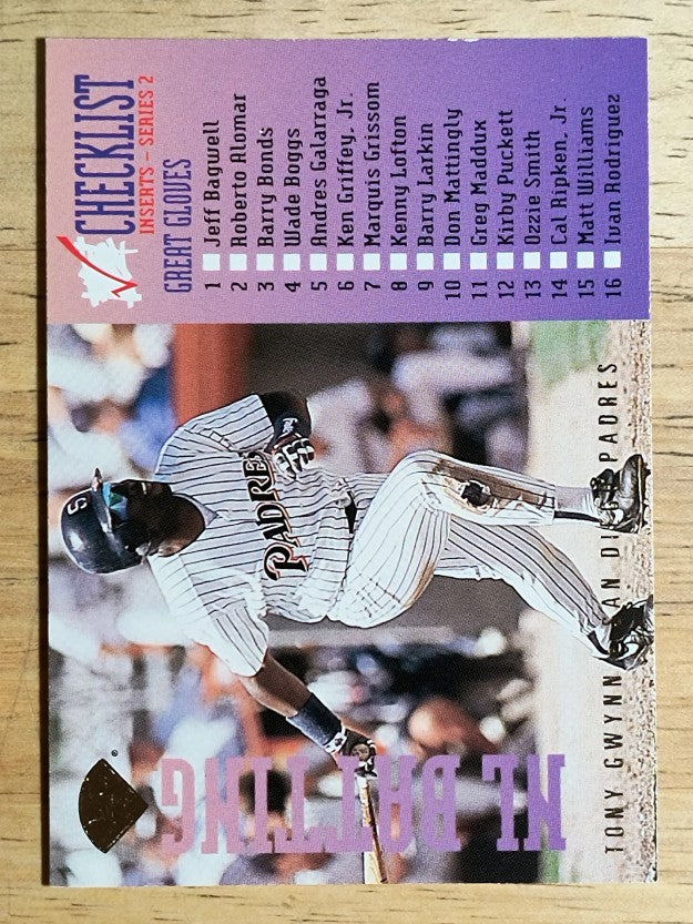 1995 Leaf Checklists #7 Tony Gwynn