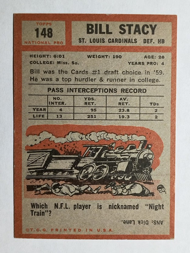 1962 Topps #148 Bill Stacy (EXMT)