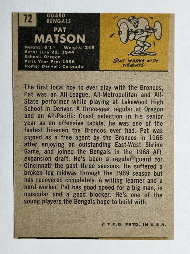 1971 Topps #72 Pat Matson RC (EX)