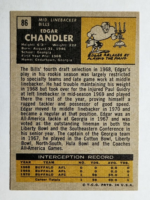 1971 Topps #86 Edgar Chandler RC (EX)