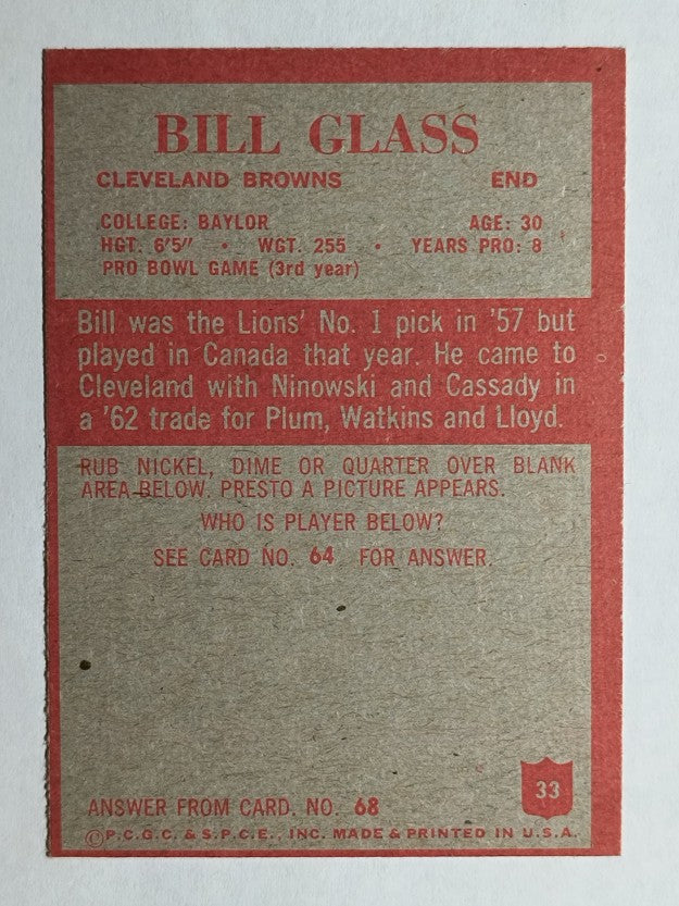 1965 Philadelphia #33 Bill Glass (EXMT)