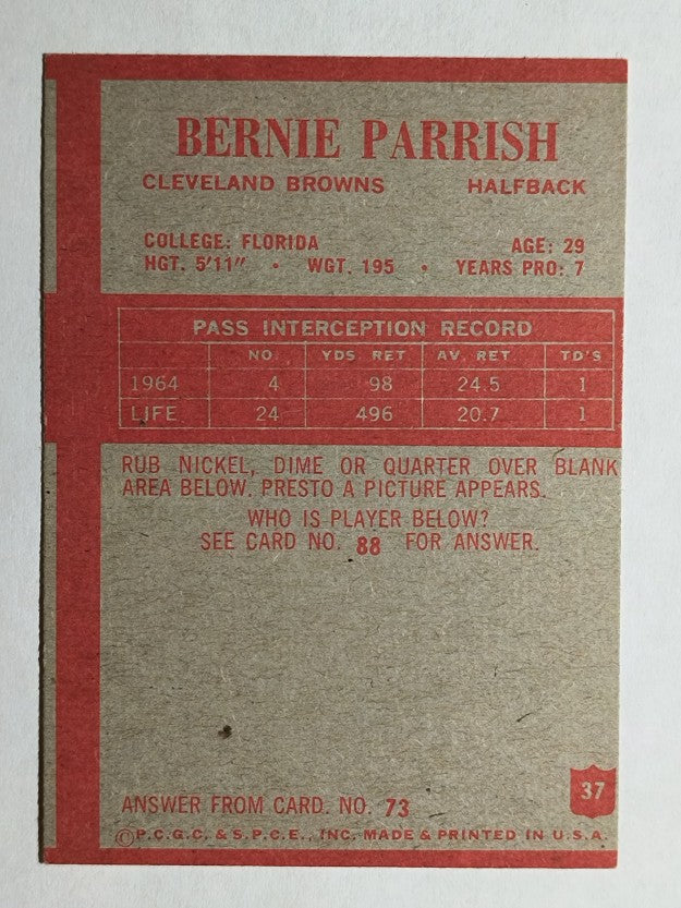1965 Philadelphia #37 Bernie Parrish (VGEX)