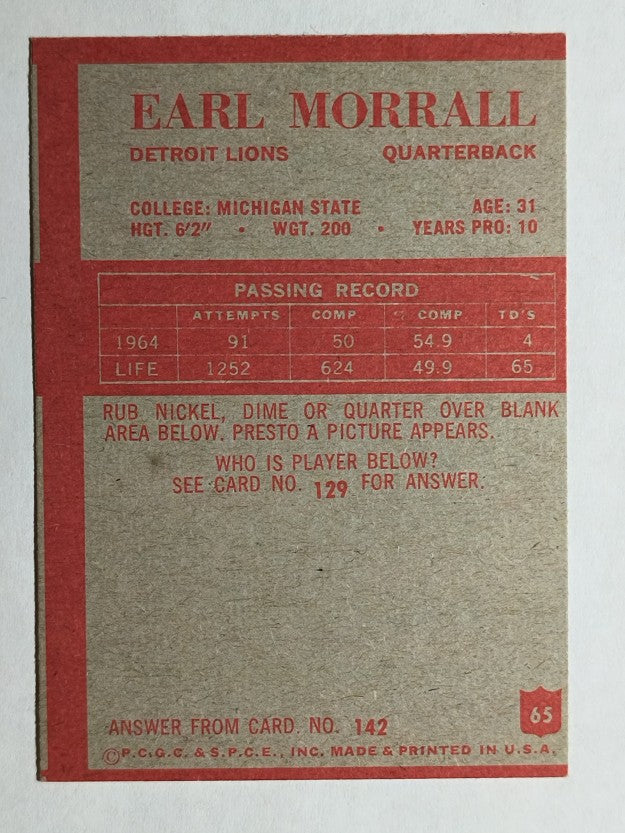 1965 Philadelphia #65 Earl Morrall (VGEX)