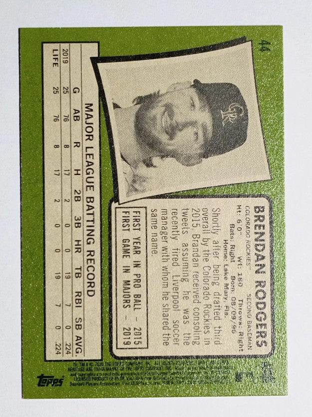 2020 Topps Heritage #44 Brendan Rodgers