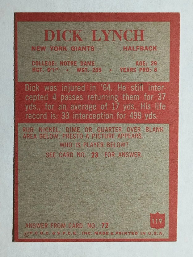 1965 Philadelphia #119 Dick Lynch (EXMT)