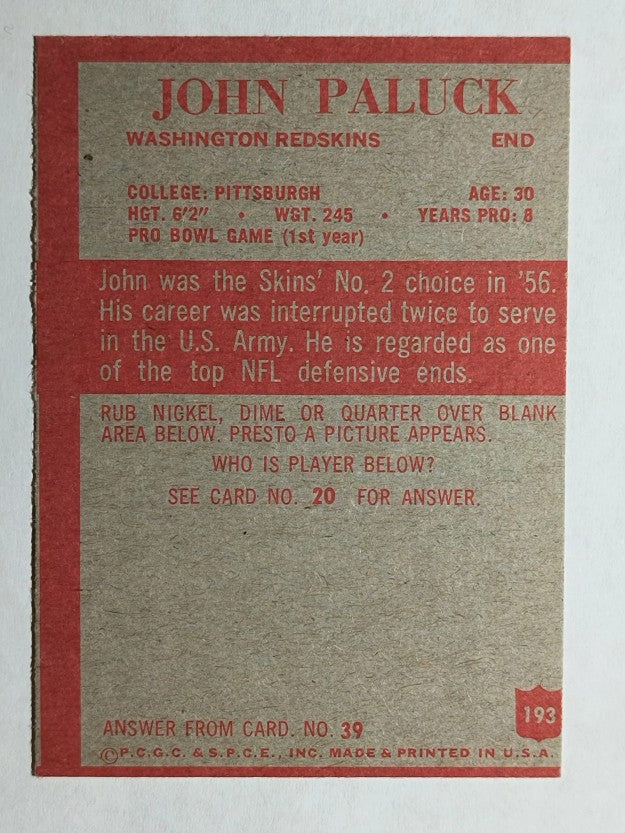 1965 Philadelphia #193 John Paluck (VGEX)