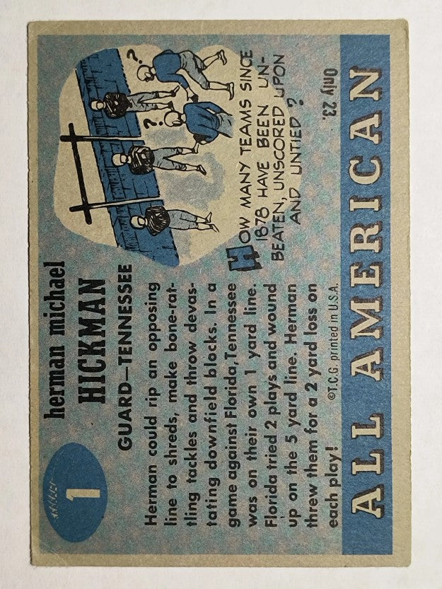 1955 Topps All American #1 Herman Hickman RC (VGEX)