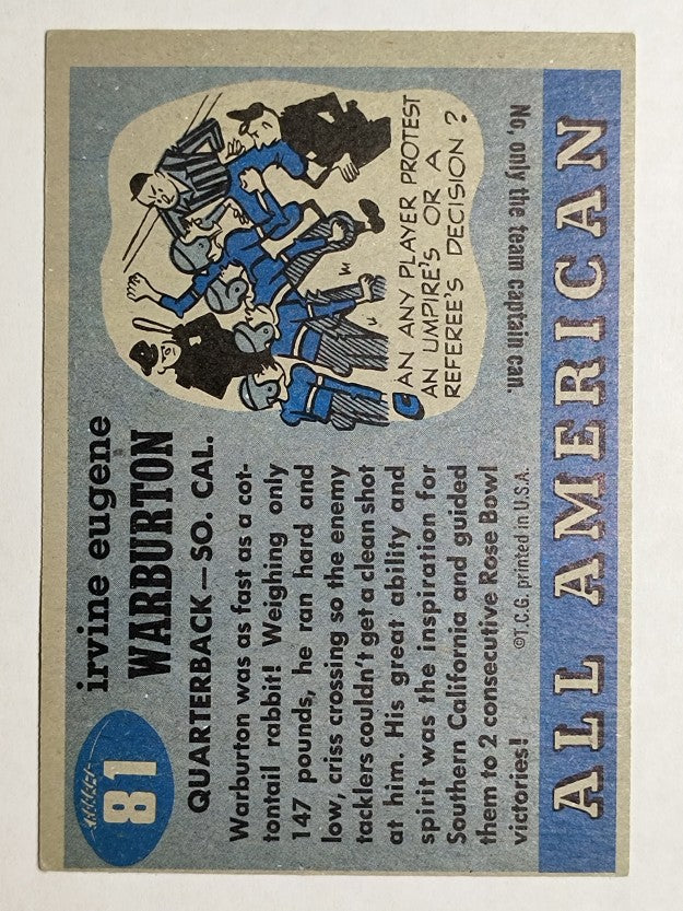 1955 Topps All American #81 Cotton Warburton RC (VGEX)