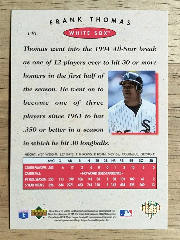 1995 SP Championship #140 Frank Thomas
