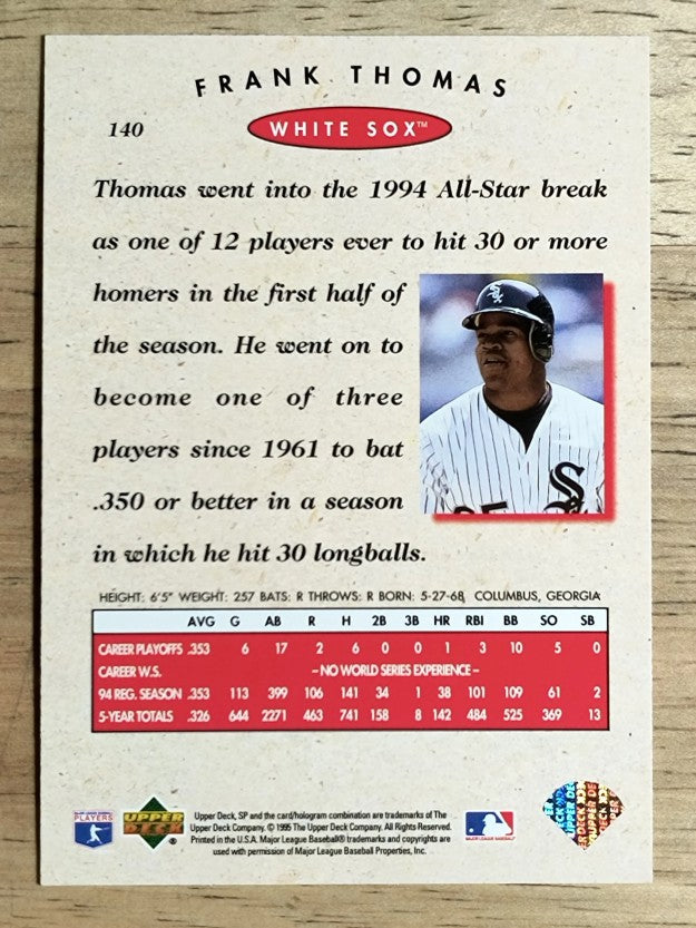1995 SP Championship #140 Frank Thomas
