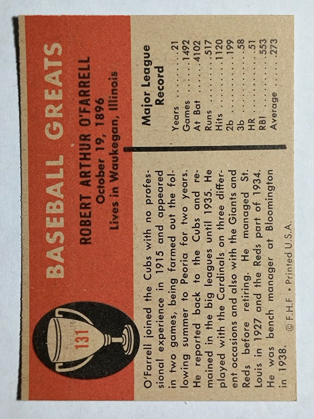 1961 Fleer #131 Bob O'Farrell (NM)