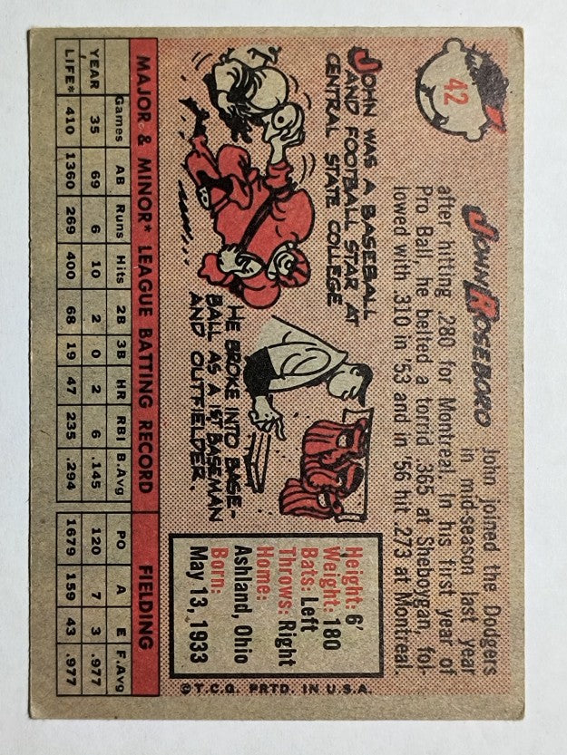 1958 Topps #42 John Roseboro RC (EX)