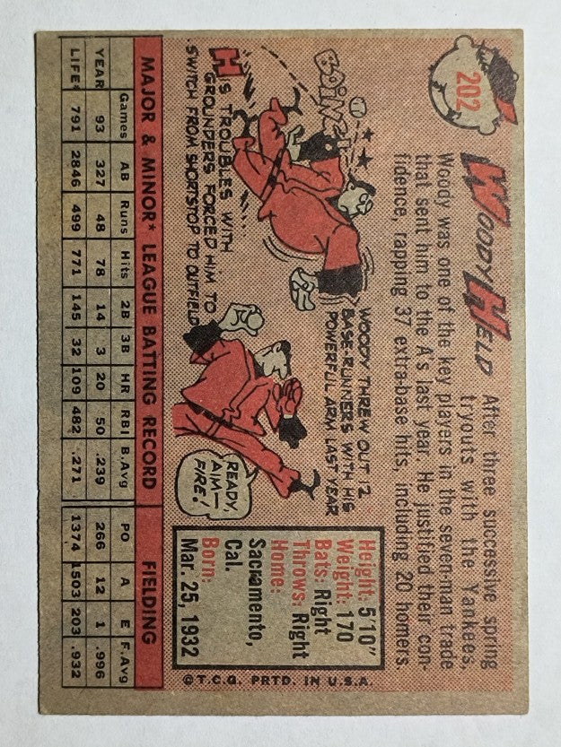 1958 Topps #202 Woody Held RC (EXMT)